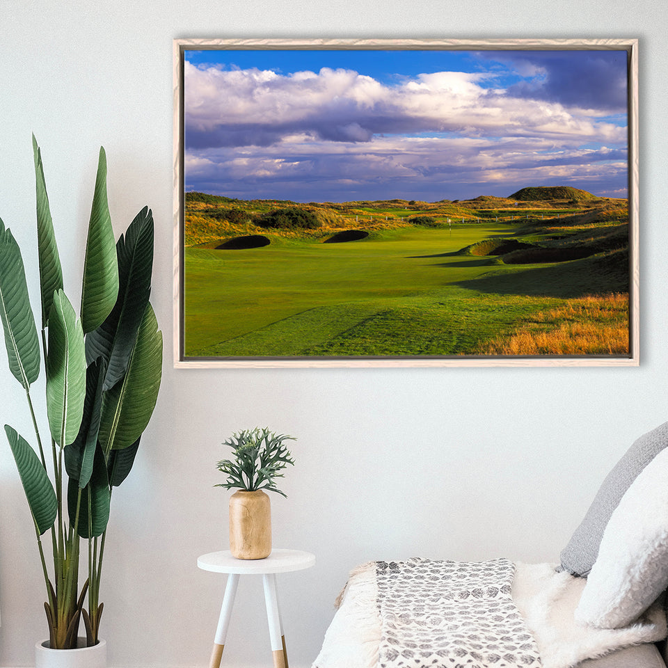 Carnoustie Golf Club Hole 02, Carnoustie, Scotland, Golf Art Print, Framed Canvas Prints Wall Art Decor, Floating Frame