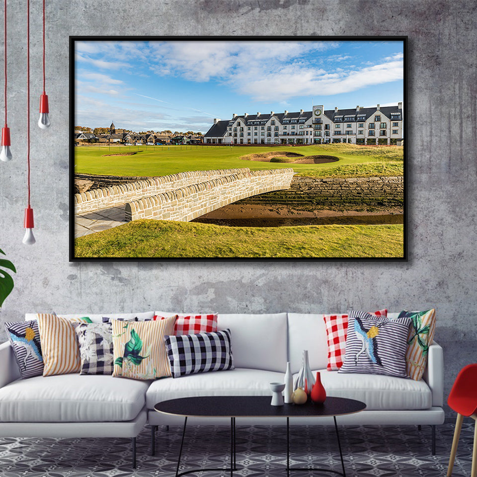 Carnoustie Golf Links, Hole 18, Golf Art Print, Framed Canvas Prints Wall Art Decor, Floating Frame