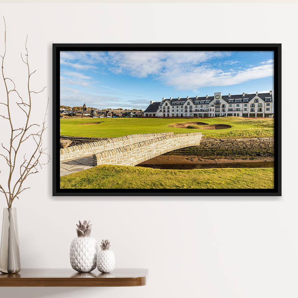Carnoustie Golf Links, Hole 18, Golf Art Print, Framed Canvas Prints Wall Art Decor, Floating Frame