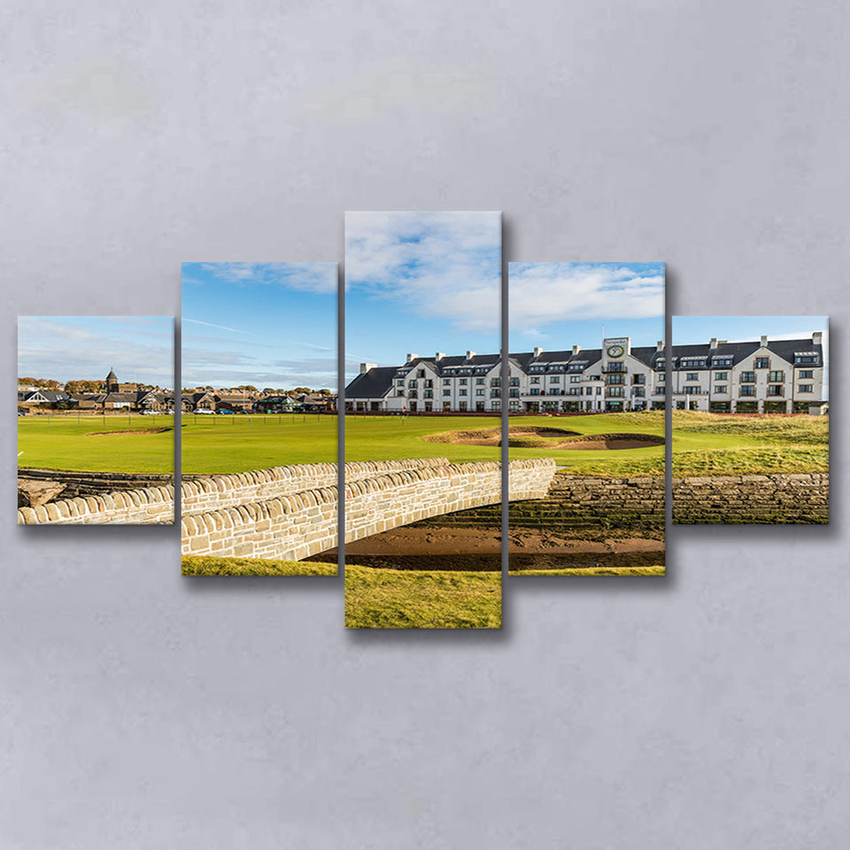 Carnoustie Golf Links, Hole 18, Golf Art Print, 5 Panels Canvas Prints Wall Art Decor
