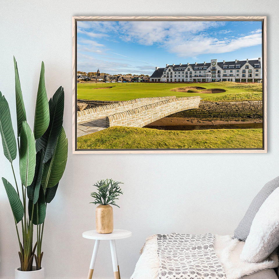 Carnoustie Golf Links, Hole 18, Golf Art Print, Framed Canvas Prints Wall Art Decor, Floating Frame