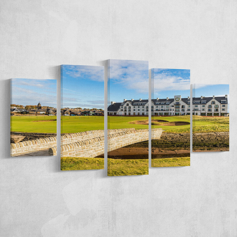Carnoustie Golf Links, Hole 18, Golf Art Print, 5 Panels Canvas Prints Wall Art Decor