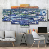 Carolina Stadium Panthers Team Watercolor Bank America Stadium, 5 Pieces, Multi Panel Canvas Prints Wall Art Decor
