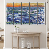 Carolina Stadium Panthers Team Watercolor Bank America Stadium, 5 Pieces B, Multi Panel Canvas Prints Wall Art Decor