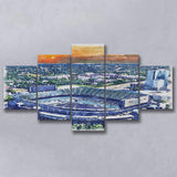 Carolina Stadium Panthers Team Watercolor Bank America Stadium, 5 Pieces, Multi Panel Canvas Prints Wall Art Decor