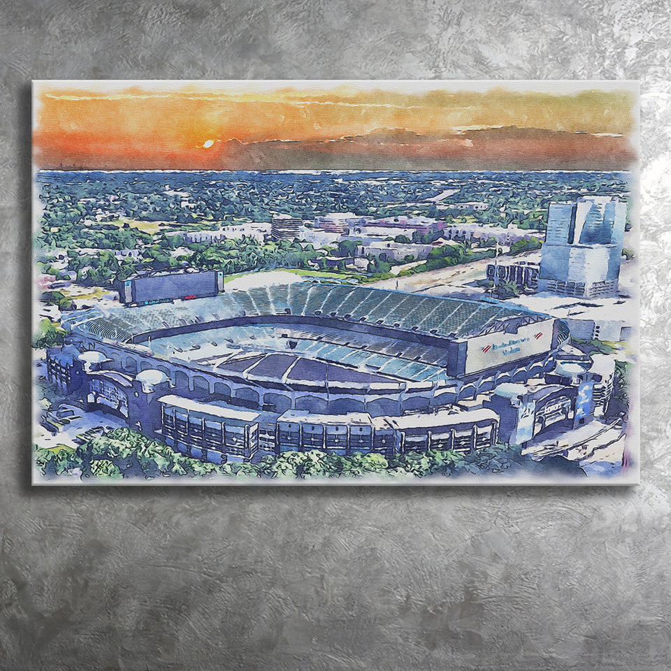 Carolina Stadium Panthers Team Watercolor Bank America Stadium, Sport Art Prints Fan Gift, Canvas Prints Wall Art Decor