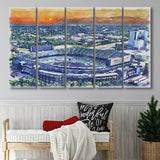 Carolina Stadium Panthers Team Watercolor Bank America Stadium, 5 Pieces B, Multi Panel Canvas Prints Wall Art Decor