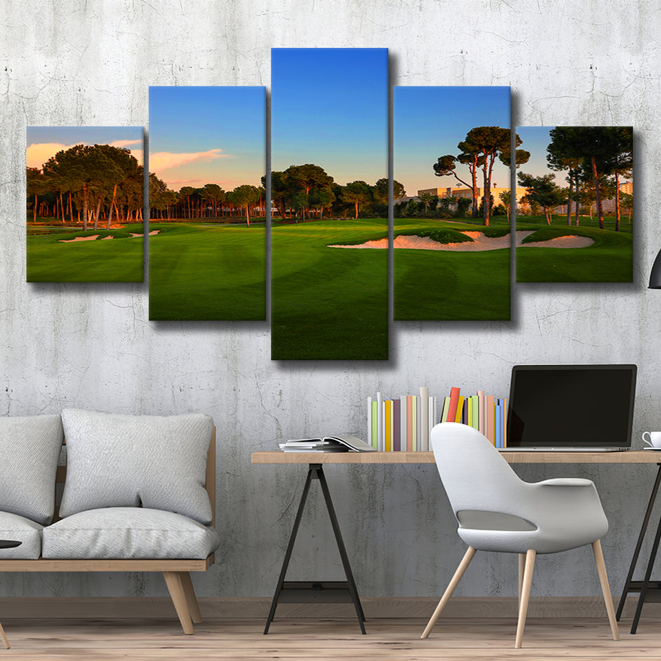 Carya Golf Club Kaden Golf Courses, Golf Art Print, 5 Panels Canvas Prints Wall Art Decor