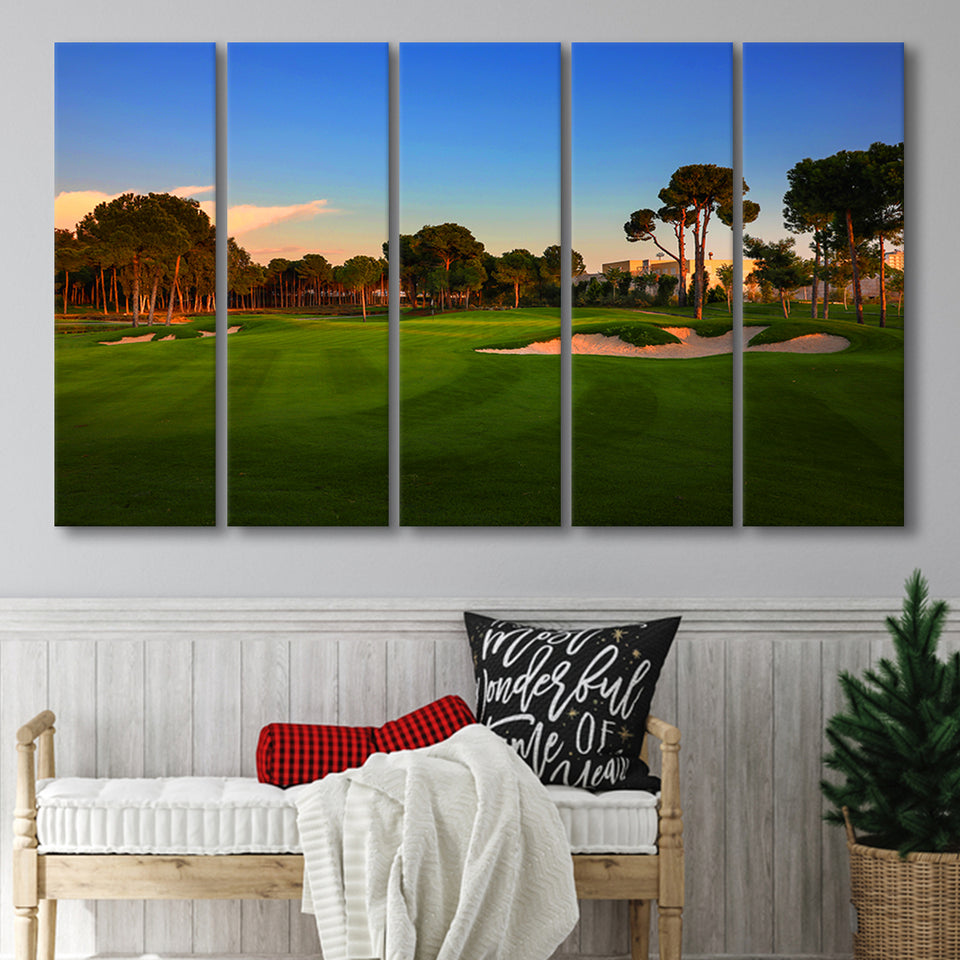 Carya Golf Club Kaden Golf Courses, 5 Panels Extra Large Canvas Prints Wall Art Decor