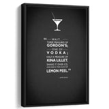 Casino Royale James Bond Vesper Martini Quote Framed Canvas Prints Wall Art - Painting Canvas, Wall Decor, Floating Frame
