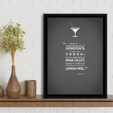 Casino Royale James Bond Vesper Martini Quote Framed Canvas Prints Wall Art - Painting Canvas, Wall Decor, Floating Frame