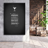 Casino Royale James Bond Vesper Martini Quote Framed Canvas Prints Wall Art - Painting Canvas, Wall Decor, Floating Frame