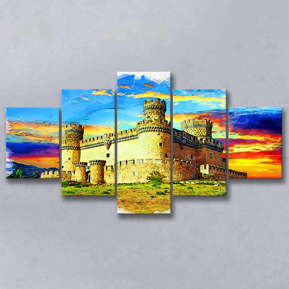 Castle of the Mendoza 5 Pieces Canvas Prints Wall Art Decor - Painting Canvas, Mixed Canvas, Multi Panels