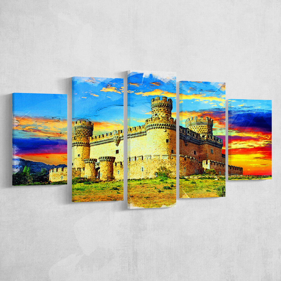 Castle of the Mendoza 5 Pieces Canvas Prints Wall Art Decor - Painting Canvas, Mixed Canvas, Multi Panels