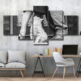 Cat Lovers Black And White Print, Animal Lovers 5 Panels, Canvas Prints Wall Art Decor, Large Canvas Art