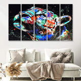 Cat Wildsleopard Graffiti Art Canvas 5 Piece B Prints Wall Art Decor - Painting Canvas, Multi Panels, Canvas Prints