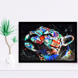 Cat Wildsleopard Graffiti Art Framed Art Print Wall Decor - Painting Art, Wall Art Decor, Framed Picture, Black Frame