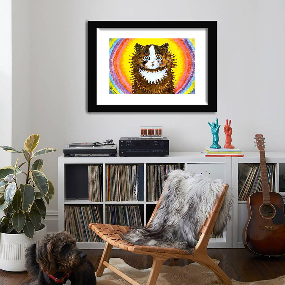 Cat caught in  a rainbow by luois wain-Canvas art,Art print,Frame art