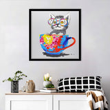 Wall Art Print | Cat In A Tea Cup - Animal Art, Framed Prints, Art Prints