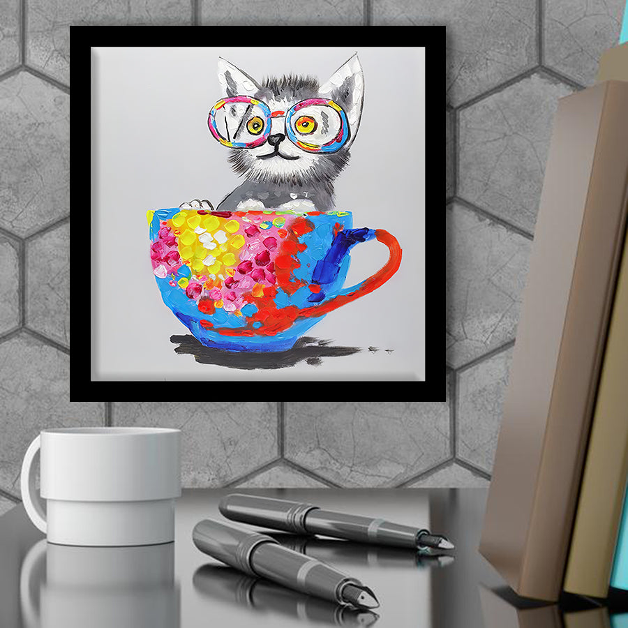 Wall Art Print | Cat In A Tea Cup - Animal Art, Framed Prints, Art Prints