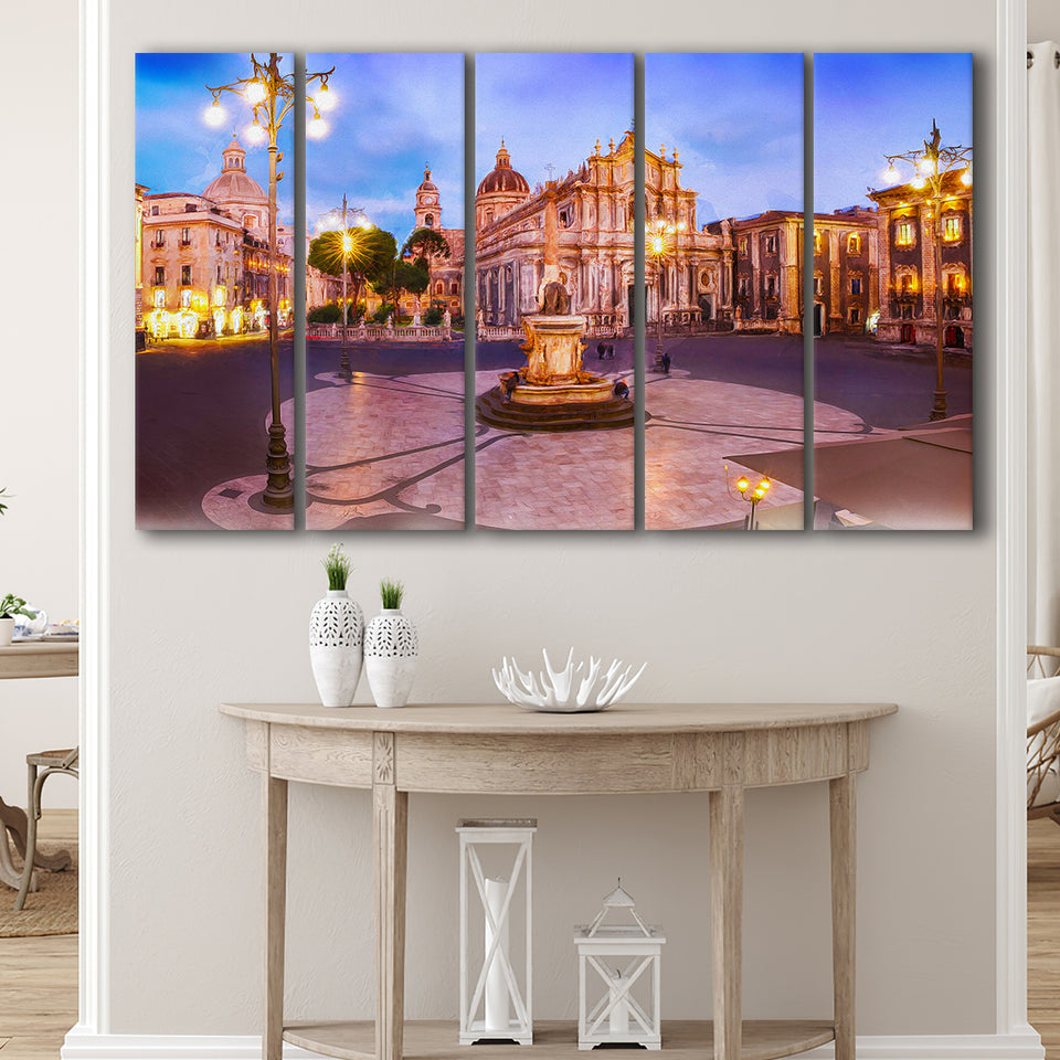Catania, Sicily, Italy, Multi Panels, 5 Pieces B, Canvas Prints Wall Art Home Decor,X Large Canvas