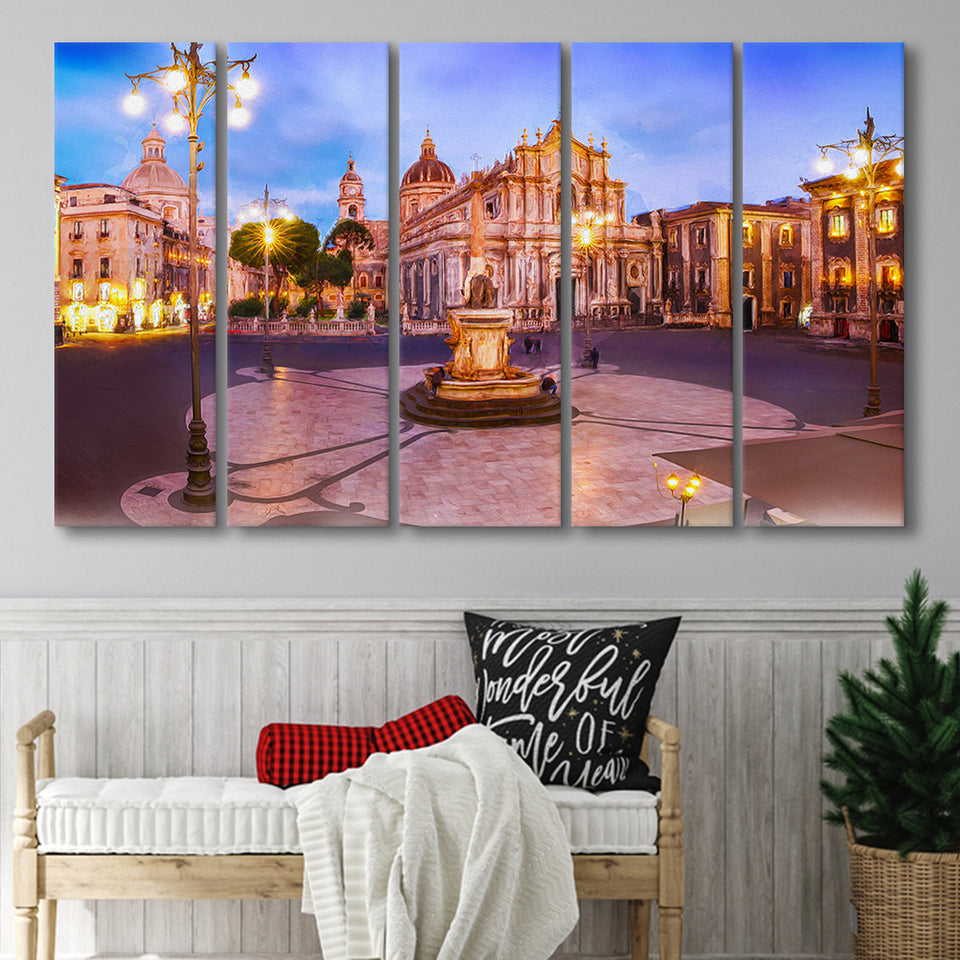 Catania, Sicily, Italy, Multi Panels, 5 Pieces B, Canvas Prints Wall Art Home Decor,X Large Canvas