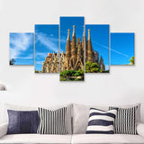 Cathedral of La Sagrada Familia 5 Pieces Canvas Prints Wall Art - Painting Canvas, Multi Panels, Wall Decor