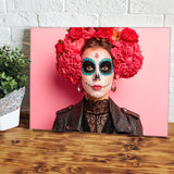 Catrina With Pink Carnations Canvas Wall Art - Canvas Prints, Prints for Sale, Canvas Painting, Canvas On Sale