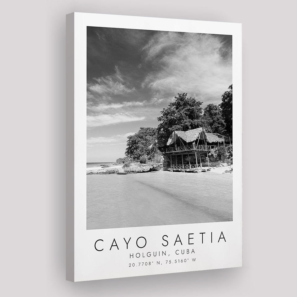 Cayo Saetia Cuba Skyline Paradise Island Black And White Art Canvas Prints Wall Art Home Decor