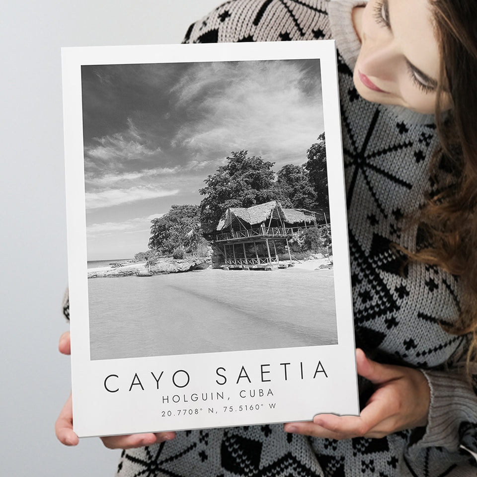 Cayo Saetia Cuba Skyline Paradise Island Black And White Art Canvas Prints Wall Art Home Decor