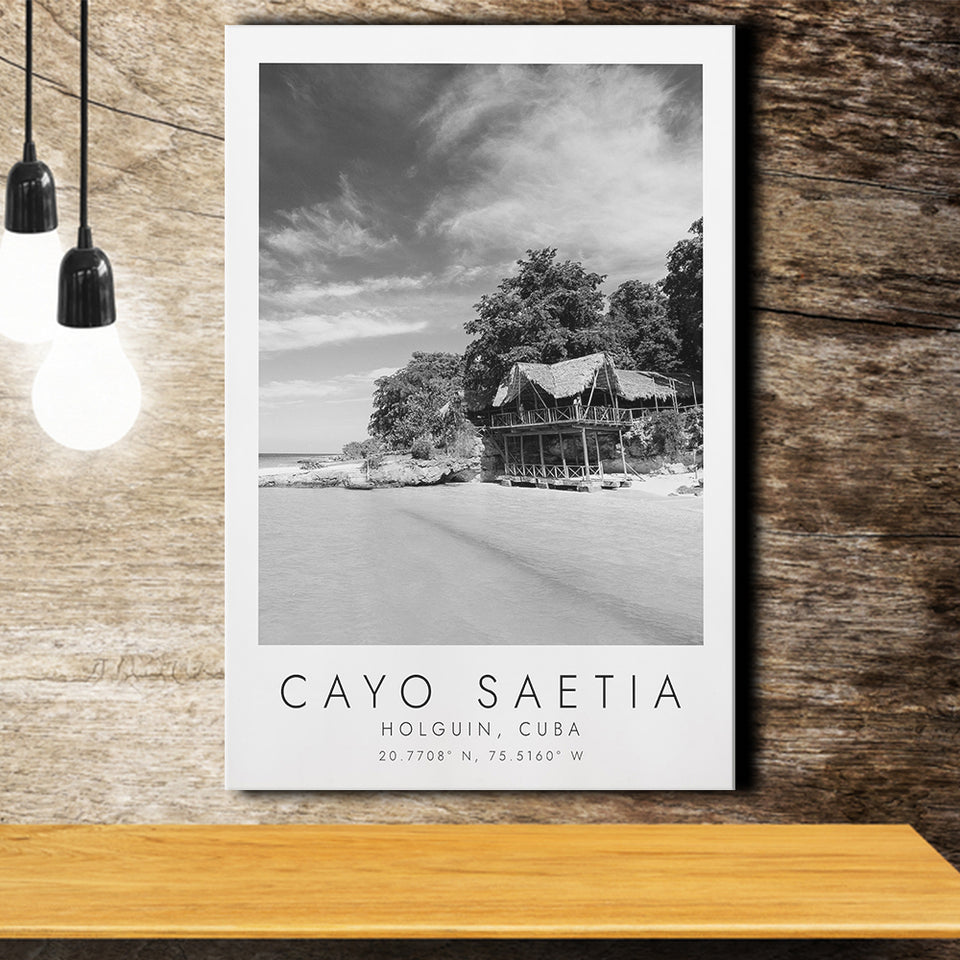 Cayo Saetia Cuba Skyline Paradise Island Black And White Art Canvas Prints Wall Art Home Decor