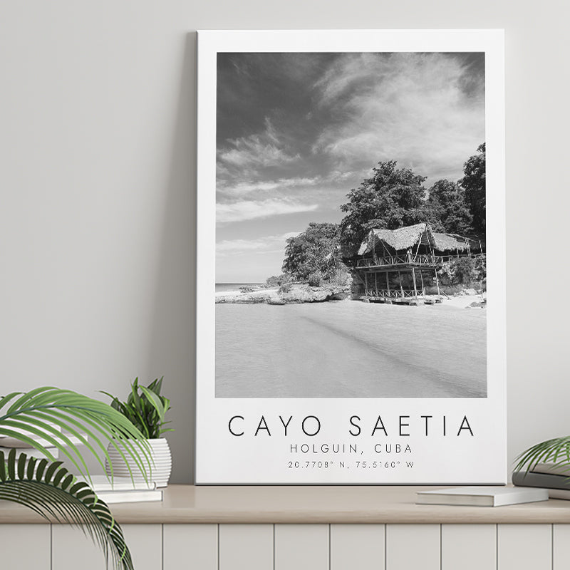 Cayo Saetia Cuba Skyline Paradise Island Black And White Art Canvas Prints Wall Art Home Decor