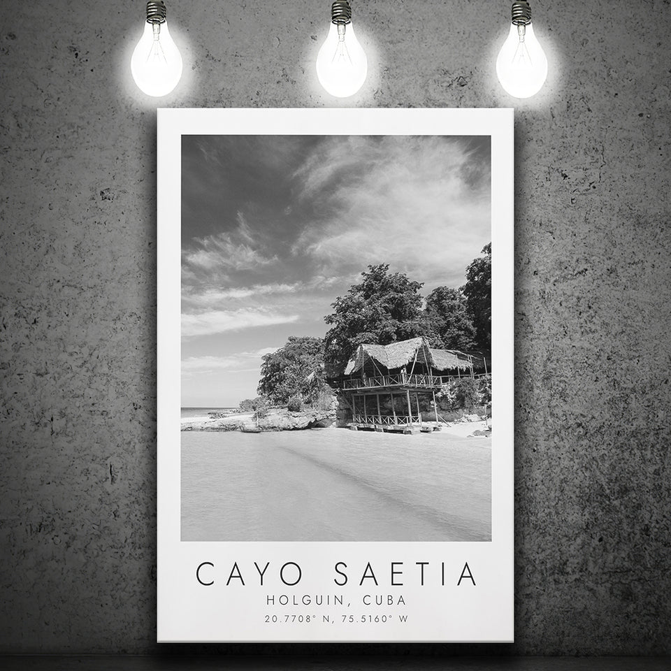 Cayo Saetia Cuba Skyline Paradise Island Black And White Art Canvas Prints Wall Art Home Decor