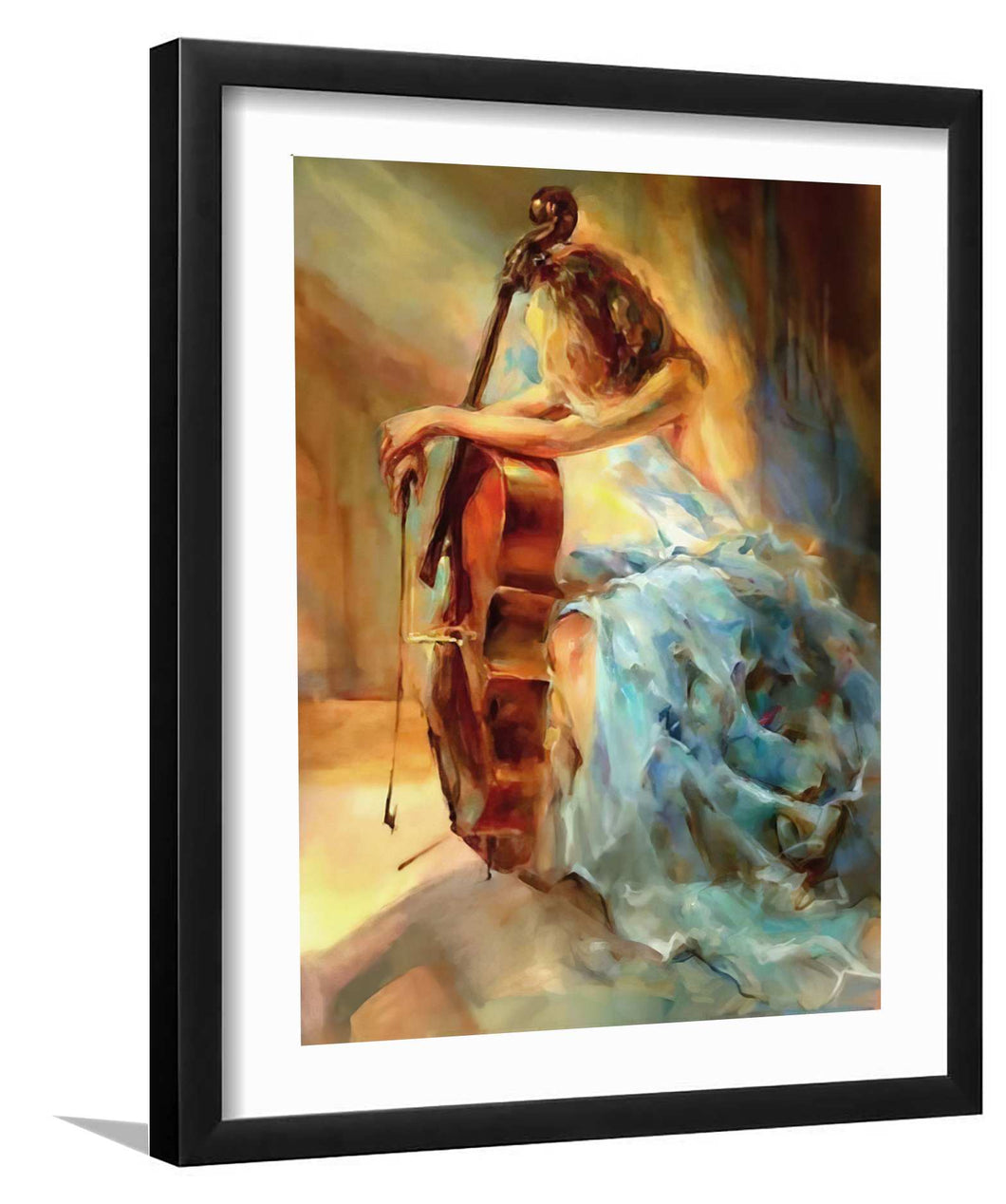Cello Girl-Music art, Art print, Frame art, Plexiglass cover