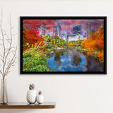 Central Park During Autumn New York City Art Watercolor Framed Canvas Prints Wall Art Home Decor,Floating Frame