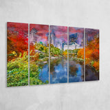 Central Park During Autumn New York 5 Pieces Extra Large Canvas Prints Wall Art Home Decor