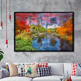 Central Park During Autumn New York City Art Watercolor Framed Art Prints Wall Art Decor,Framed Picture