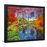 Central Park During Autumn New York City Art Watercolor Framed Art Prints Wall Art Decor,Framed Picture