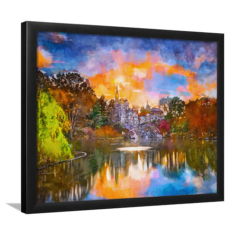 Central Park New York City Belvedere V1 City Art Watercolor Framed Art Prints Wall Art Decor,Framed Picture