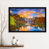 Central Park New York City Belvedere V1 City Art Watercolor Framed Canvas Prints Wall Art Home Decor,Floating Frame