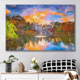 Central Park New York City Belvedere V1 City Art Watercolor Canvas Prints Wall Art Home Decor, Large Canvas