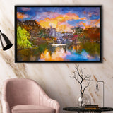 Central Park New York City Belvedere City Art Watercolor Framed Canvas Prints Wall Art Home Decor,Floating Frame