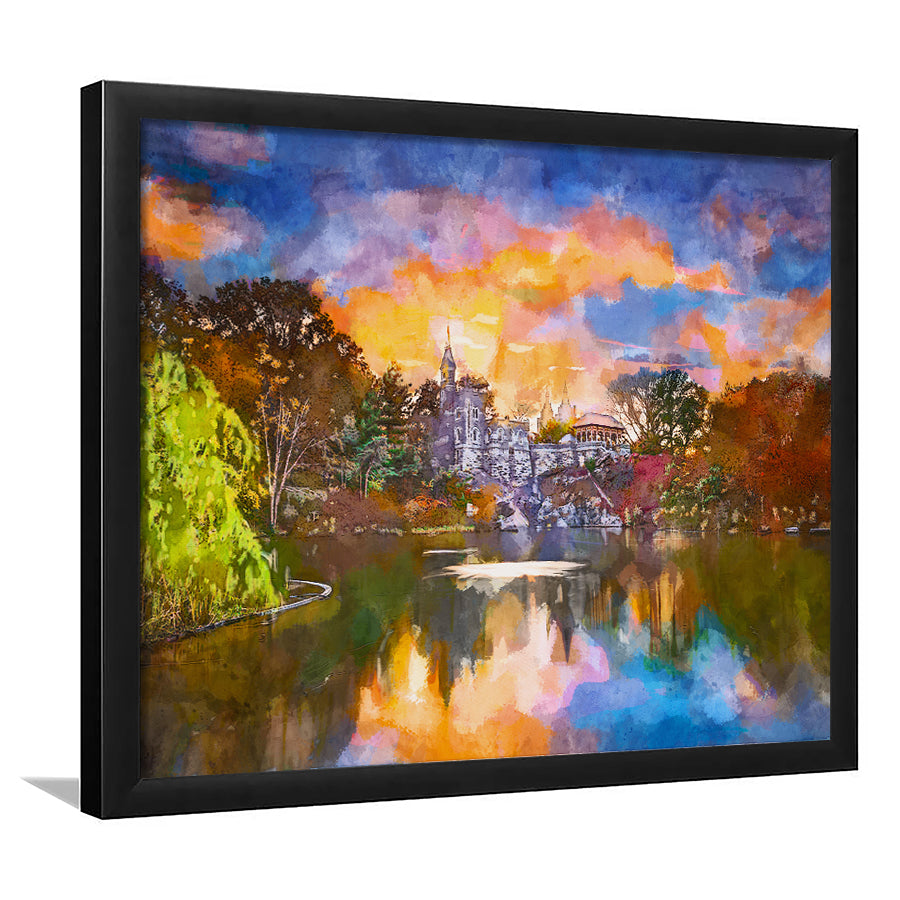 Central Park New York City Belvedere City Art Watercolor Framed Art Prints Wall Art Decor,Framed Picture