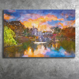 Central Park New York City Belvedere City Art Watercolor Canvas Prints Wall Art Home Decor, Large Canvas