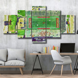 Central Michigan Chippewas Kelly Shorts Stadium Watercolor, 5 Pieces, Multi Panel Canvas Prints Wall Art Decor