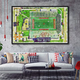 Central Michigan Chippewas Kelly Shorts Stadium Watercolor, Sport Art Prints Fan Gift, Framed Canvas Prints Wall Art Decor
