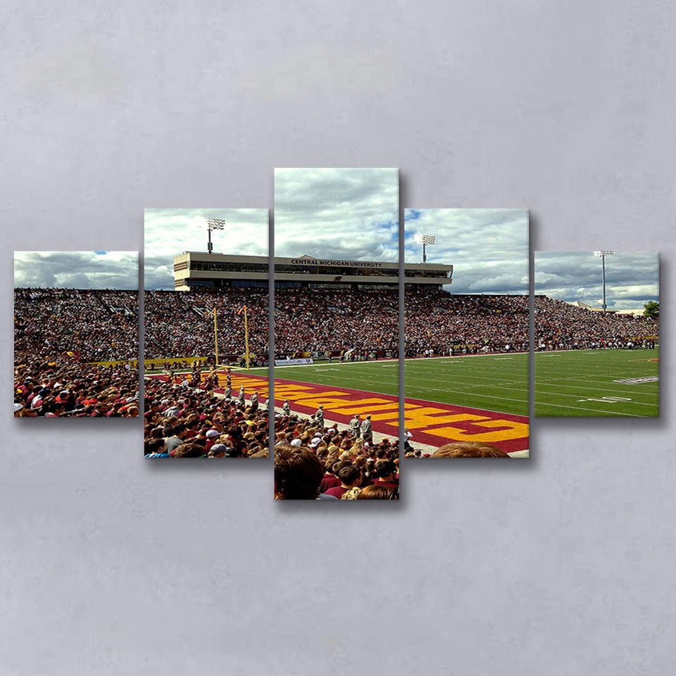 Central Michigan Chippewas Stadium Canvas Prints Kelly Shorts Stadium Wall,Multi Panels,Sport Stadium Art Prints, Fan Gift