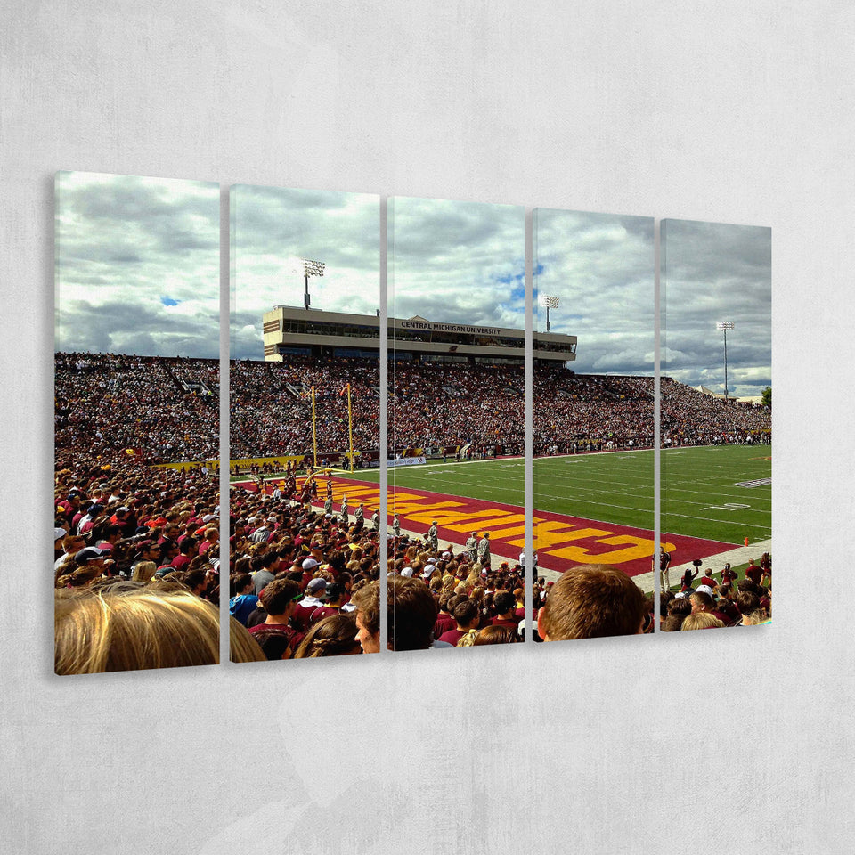 Central Michigan Chippewas Stadium Canvas Prints Kelly Shorts Stadium Wall,Multi Panels B,Sport Stadium Art Prints, Fan Gift