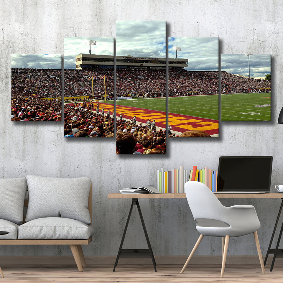 Central Michigan Chippewas Stadium Canvas Prints Kelly Shorts Stadium Wall,Multi Panels,Sport Stadium Art Prints, Fan Gift