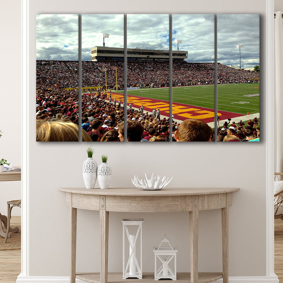 Central Michigan Chippewas Stadium Canvas Prints Kelly Shorts Stadium Wall,Multi Panels B,Sport Stadium Art Prints, Fan Gift